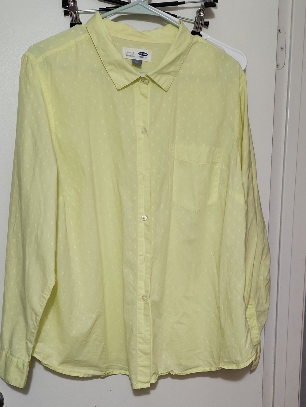 Old Navy Women's Button-Down Blouse Shirt in Pale Yellow 100% Cotton Sz XL